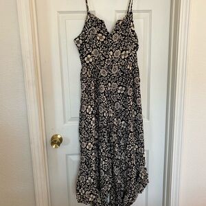 Floral Black and White Women's Romper